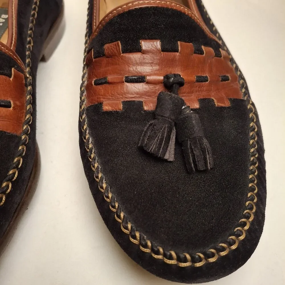 Ballys Marcello Tassel Loafer Men 10W ITALY Brown Black Suede Leather Old Money